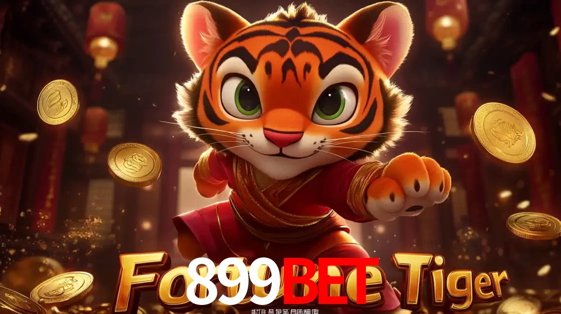 O carismático mascote do jogo de slot Fortune Tiger, um tigre fofo em pose de artes marciais, pronto para trazer sorte e multiplicadores de ganhos no cassino online 899bet.