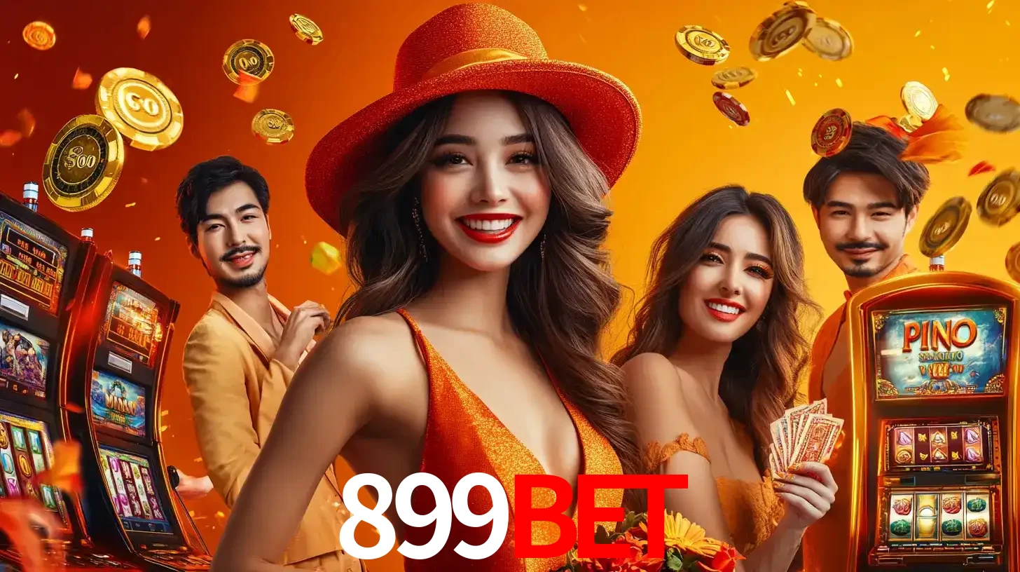 Grupo de amigos asiáticos sorrindo e se divertindo com máquinas de caça-níqueis em um ambiente festivo, celebrando suas vitórias nos jogos de cassino do 899bet.